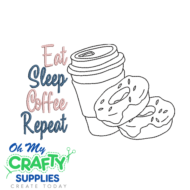 Eat Sleep Coffee 821 Embroidery Design