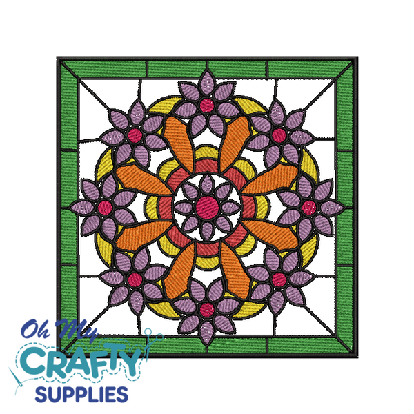 Floral Pattern Stained Glass 517 Embroidery Design