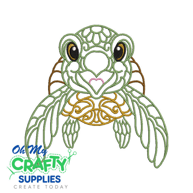 Flourish Sea Turtle 113 Embroidery Design