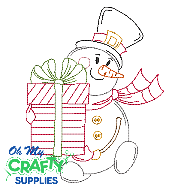 Gift Snowman 930 Embroidery Design
