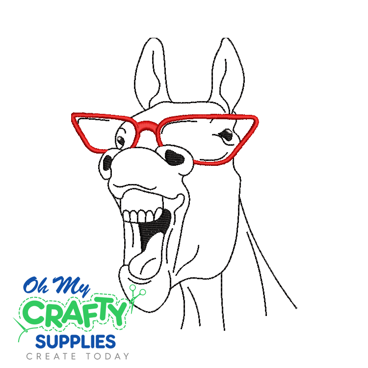 Happy Donkey glasses Embroidery Design