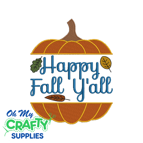 Happy Fall Y'all 920 Embroidery Design