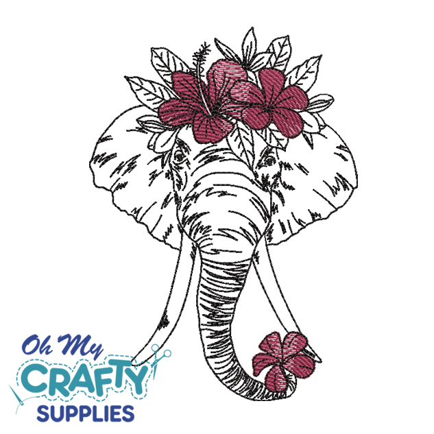 Hibiscus Elephant 42922 Embroidery Design