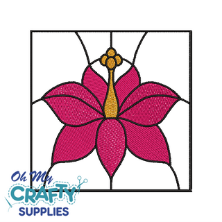 Hibiscus Stained Glass Embroidery Design