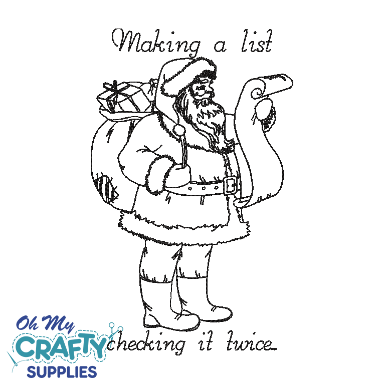 List Checking Santa 1018 Embroidery Design