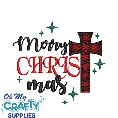 Merry CHRIST mas Plaid Embroidery Design