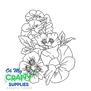 Pansy Flower Sketch Embroidery Design