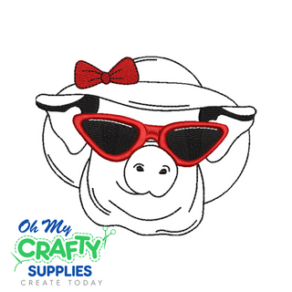 Pig with Hat Embroidery Design