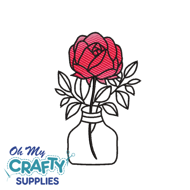 Rose Jar 5622 Embroidery Design