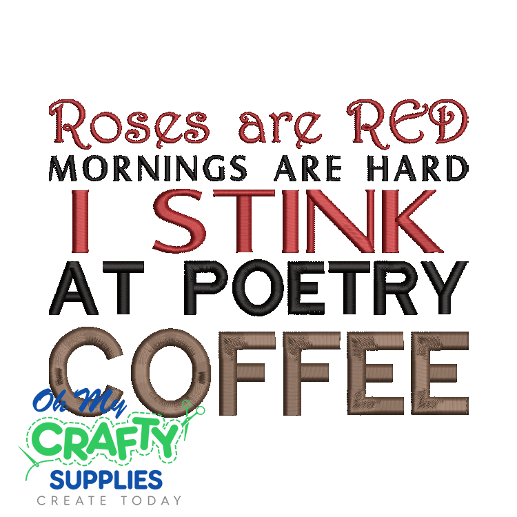 Roses are Red Coffee 1128 Embroidery Design