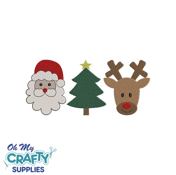 Santa Tree Reindeer 1018 Embroidery Design