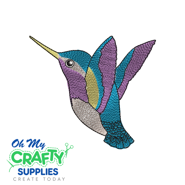 Sketched Colored Hummingbird 316 Embroidery Design