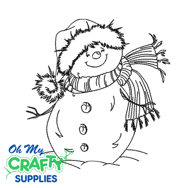 Sketch Snowman 1014 Embroidery Design