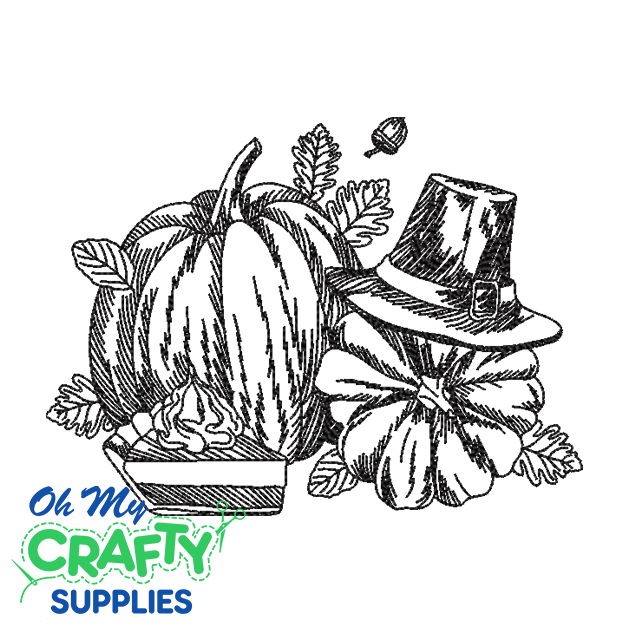 Sketch Thanksgiving Pumpkin 107 Embroidery Design