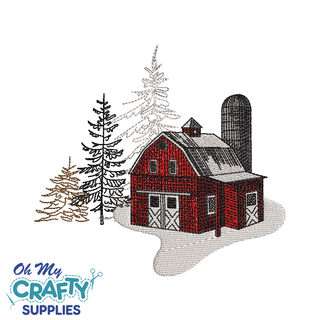 Snowy Barn Sketch 92521 Embroidery Design