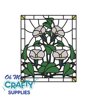 Garden Flowers Stained Glass 516 Embroidery Design