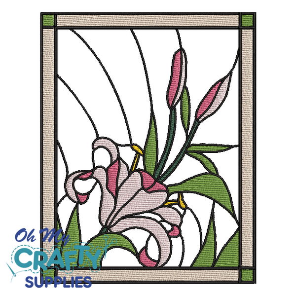 Stained Glass Lillies Embroidery Design