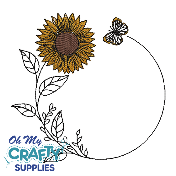 Sunflower Butterfly Frame 5222 Embroidery Design