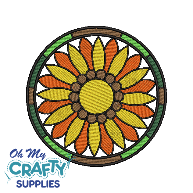 Sunflower Stained Glass 329 Embroidery Design