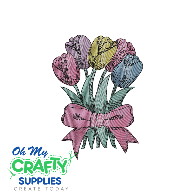 Tulips Sketch 120 Embroidery Design