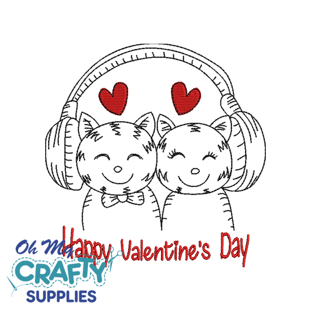 Valentine's Kitten Couple 1230 Embroidery Design