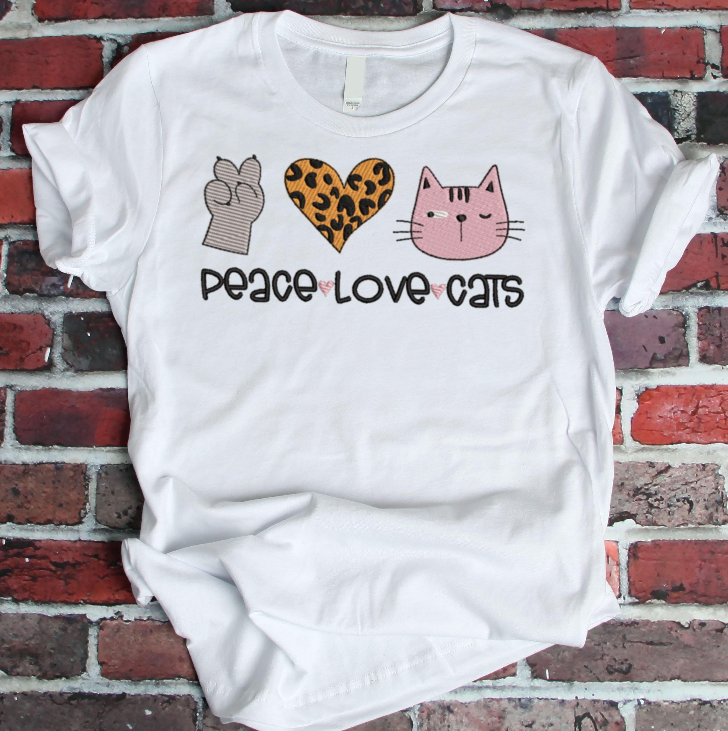Peace Love Cats Embroidery Design - Oh My Crafty Supplies Inc.