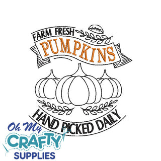 Pumpkins Picked Daily 1015 Embroidery Design