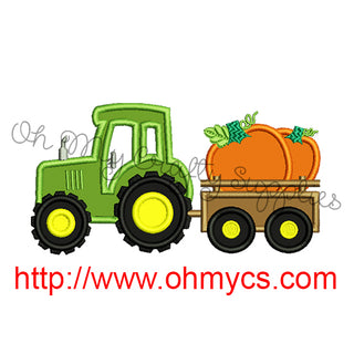 Pumpkin Tractor Applique Design