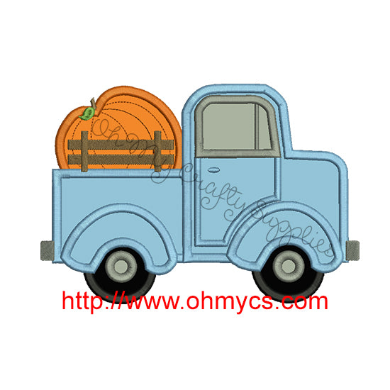 Pumpkin Truck Applique Embroidery Design