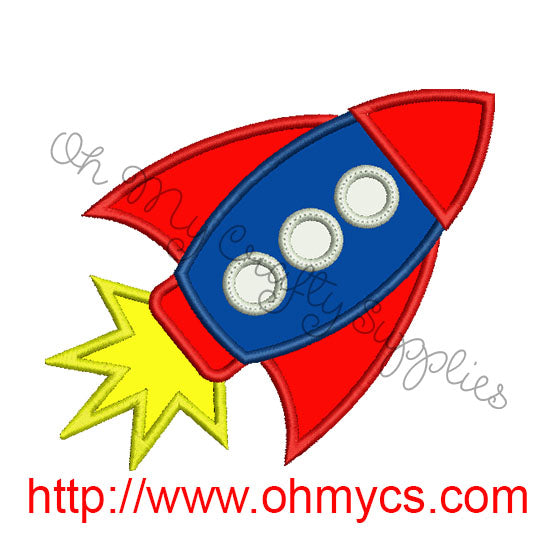 Rocket Applique Embroidery Design