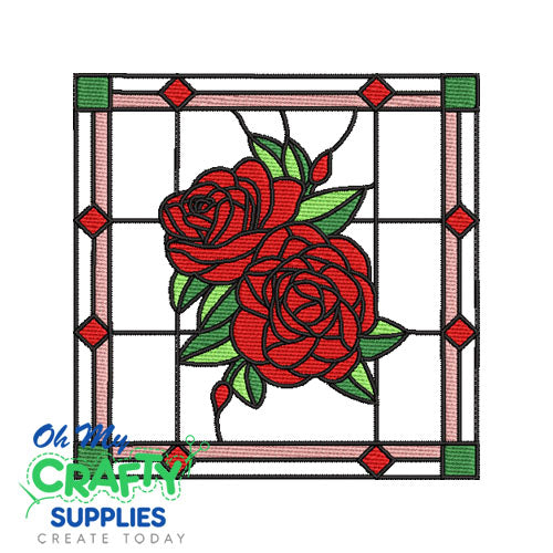 Rose Stain Glass Embroidery Design