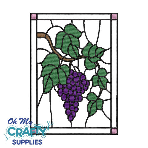 Stain Glass Grapes Embroidery Design