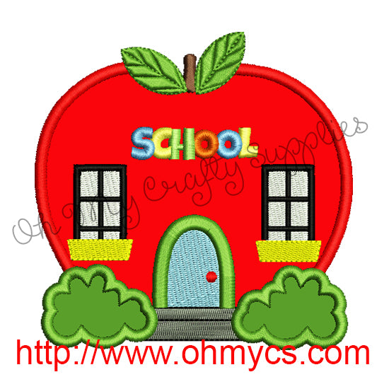 Apple School House Applique Design