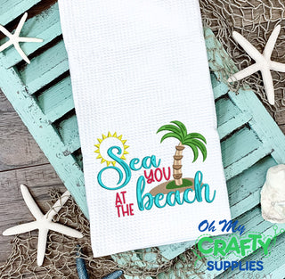 Sea Beach Palm Embroidery Design