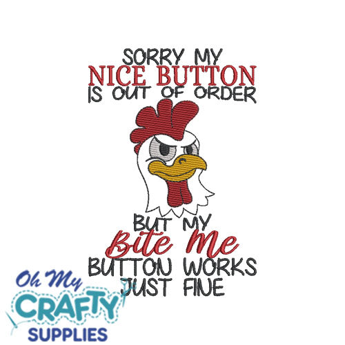 Bite me button Embroidery Design