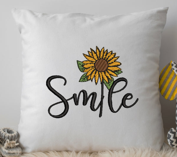 Smile Sunflower Embroidery Design