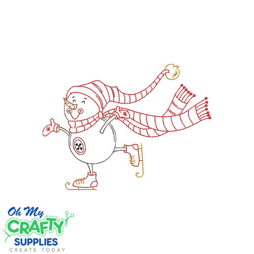 Skating Snowman 929 Embroidery Design