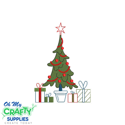 Sketch Christmas Tree 105 Embroidery Design