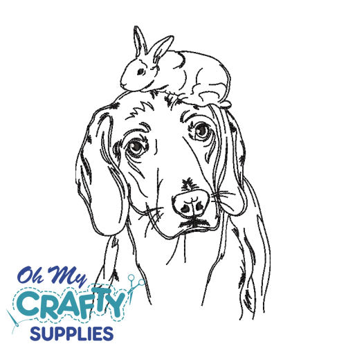 Sketch Dog Rabbit Embroidery Design