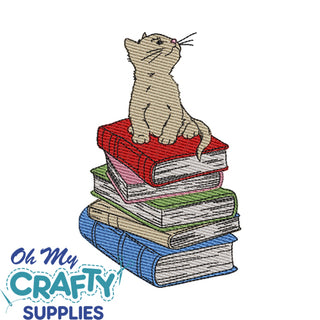 Sketch Kitten on Books 81221 Embroidery Design