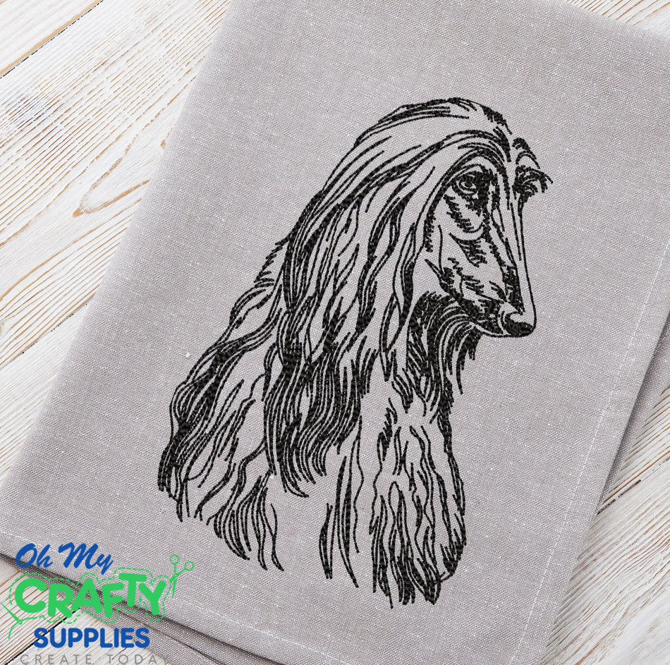 Sketch Long Hair Dog Embroidery Design