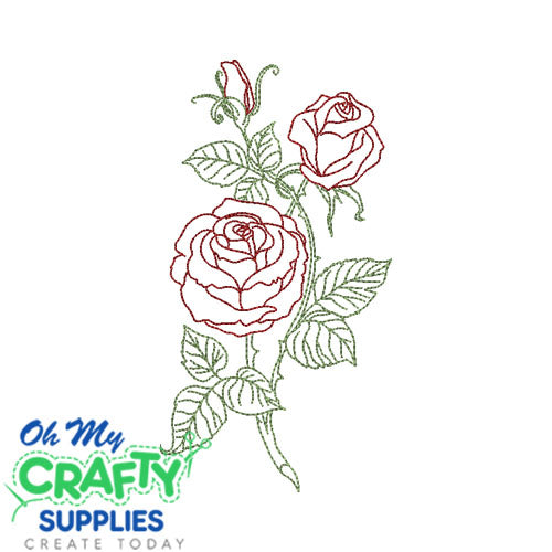 Sketch Roses 1128 Embroidery Design