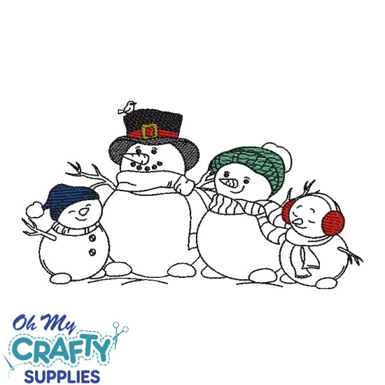 Sketch Snow Family 1220 Embroidery Design