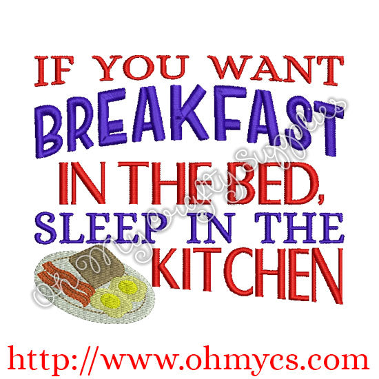 Sleep in the kitchen embroidery design