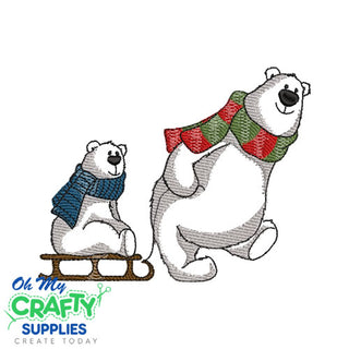 Sleigh Ride Bears 1011 Embroidery Design