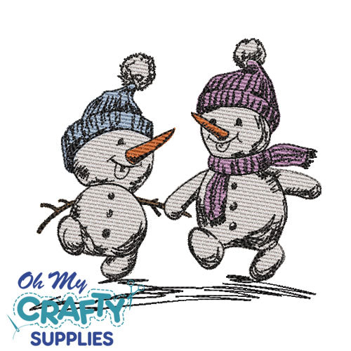 Snowman Friends  Embroidery Design