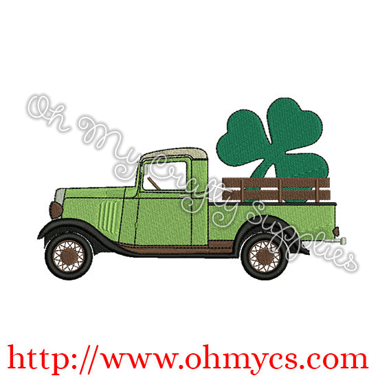 Vintage St. Patrick's Day Truck Embroidery Design