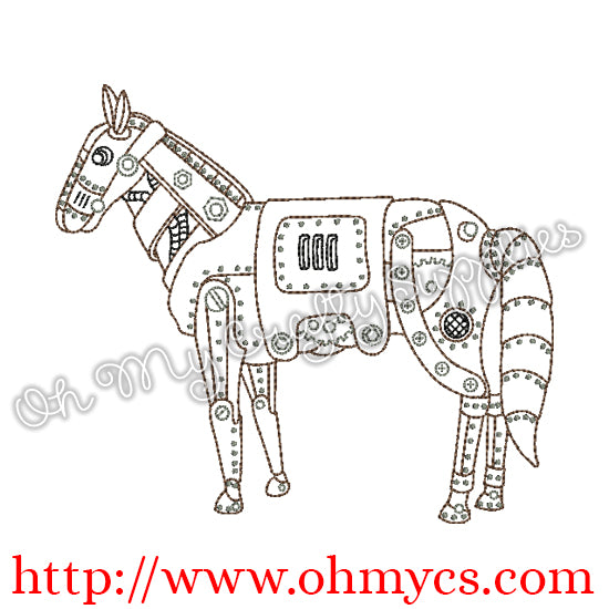 Steam Punk Horse Embroidery Design