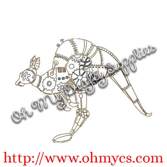 Steam Punk Kangaroo Embroidery Design