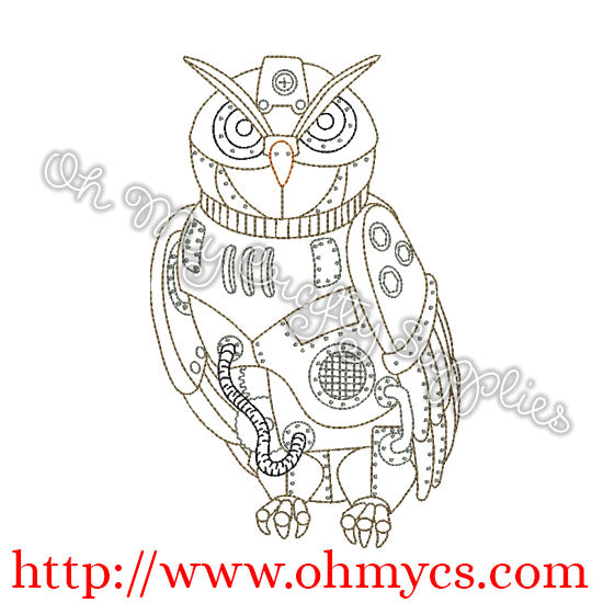 Steam Punk Owl Embroidery Design